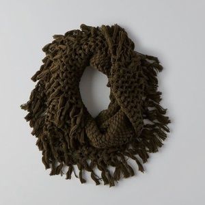 AEO Olive Green Fringe Scarf
